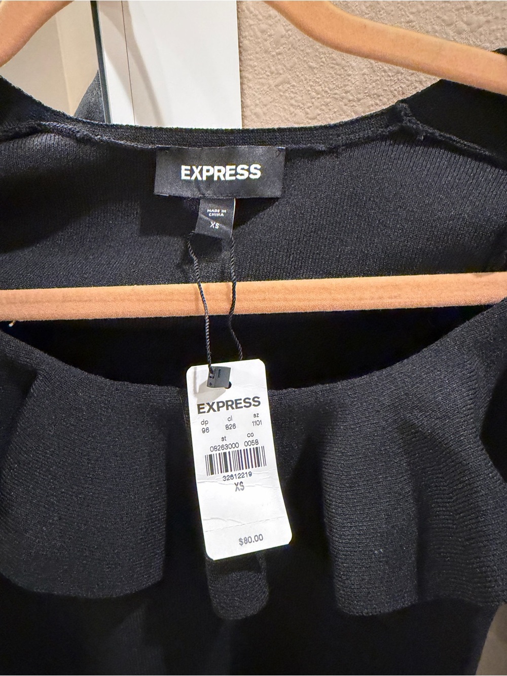 Express Black Sleeveless Ruffle-Trim Knit Top